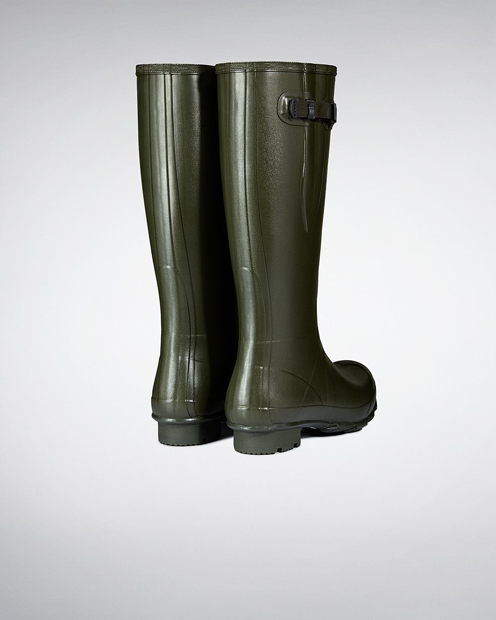 Mens Hunter Norris Field Side Adjustable Neoprene Lined - Tall Rain Boots Dark Olive - 8072-HRFQW